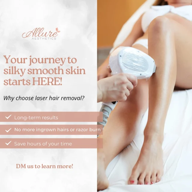 ✨ Exciting news! Laser hair removal is now available at Allure! Say goodbye to the hassle of shaving 🪒 and waxing, and hello to smooth, hair-free skin.  With our-state-of-the-art technology, you'll enjoy benefits like long-lasting results, minimal discomfort, and precise, expert care. 💞  #laserhair #laserhairremoval #laserhairremovaltreatment #allureaestheticsllc #hairremoval #laserhairreduction #medspa #phillymedspa #medicalapa #lasers #hairfree