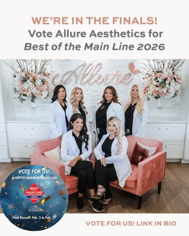 Thanks to our incredible community, we’re finalists for Best of the Main Line 2026 🤍

Final voting is officially open, and your support truly means the world to us.
How to vote:
✨ Link in our bio or visit bestof.mainlinetoday.com
✨ Sign in with your email
✨ Head to the Beauty category
✨ Vote Allure for Best Injectables, Best Lasers, Best Facials & Best Dermaplaning

Voting is open through 2/27—thank you for supporting our team and trusting us with your care!