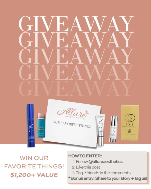 🌸☀️ GIVEAWAY TIME ☀️🌸

Over $1,200 Value

Introducing the first-ever Allure's Favorite Things Collection, a limited-release collection featuring the skincare, wellness, and beauty products our team loves most.

From ZO Skin Health and Colorescience to Nutrafol, Clean Skin Club, and more, we've curated our favorite finds into one exclusive collection, and we're giving one away for FREE. 🤍

HOW TO ENTER:
🤍 Follow @allureaesthetics
🤍 Like this post
🤍 Tag 2 friends in the comments

BONUS ENTRY:
Share this post to your story and tag @allureaesthetics.
The giveaway closes on June 29, 2026, at 11:59 PM EST. 

The winner will be announced on June 30, 2026.

✨ PLUS, a limited number of Allure's Favorite Things Collections will be available for presale beginning June 30 for $650, ahead of the July 24th release. 

Over the next several weeks, we'll be sharing what we love most about each of these favorites and celebrating with exclusive story giveaways along the way.

Good luck! 🤍

Open to U.S. residents ages 18+. No purchase necessary. Winner will be selected at random and notified via Instagram DM. This giveaway is not sponsored, endorsed, administered by, or associated with Instagram.
